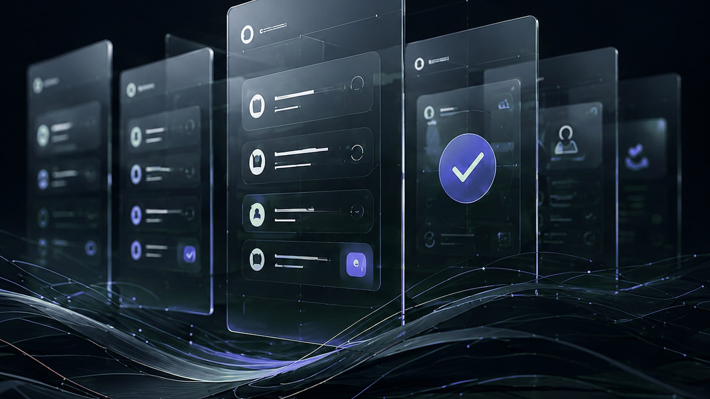 Abstract Microsoft 365 configuration panels with subtle settings indicators